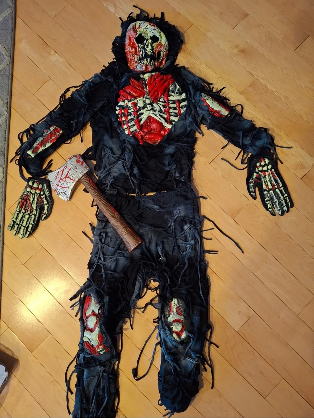 Spooktacular Creations Zombie Skeleton Costume Axe Gloves Kids Medium